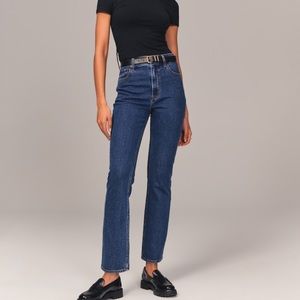 Ultra high rise ankle straight jeans dark